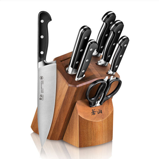 Cangshan TV2 Series 1023039 Swedish Sandvik 14C28N Steel Forged 8-Piece Knife Block Set, Acacia - Cangshan Cutlery Australia