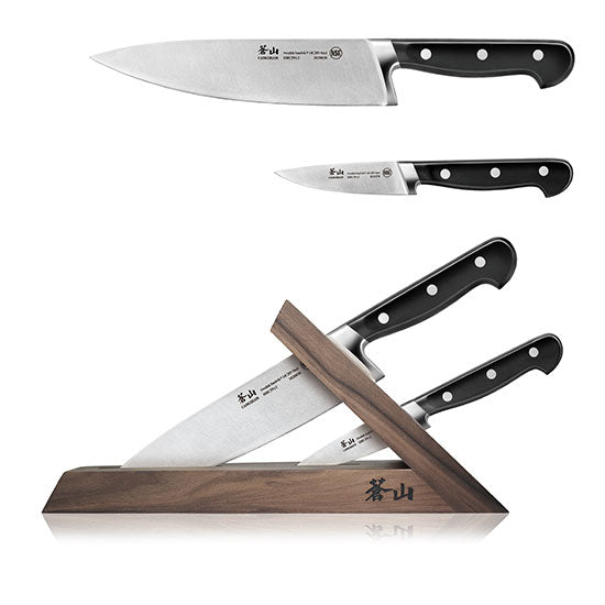 Cangshan TV2 Series 1021585 Swedish Sandvik 14C28N Steel Forged 3-Piece TAI Knife Block Set, Walnut - Cangshan Cutlery Australia