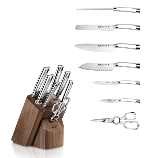 Cangshan TN1 Series 1021950 Swedish Sandvik 14C28N Steel Forged 8-Piece Knife Block Set, Walnut - Cangshan Cutlery Australia