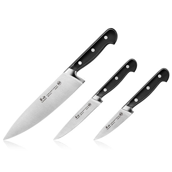 Cangshan TV2 Series Swedish Sandvik 14C28N Steel Forged 3-Piece Starter Knife Set With Wood Sheaths - Cangshan Cutlery Australia
