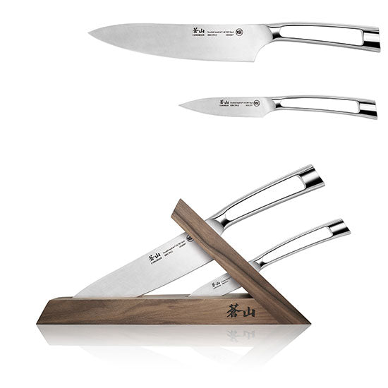 Cangshan TN1 Series 1021264 Swedish Sandvik 14C28N Steel Forged 3-Piece TAI Knife Block Set, Walnut - Cangshan Cutlery Australia