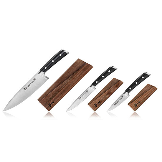Cangshan TS Series Swedish Sandvik 14C28N Steel Forged 3-Piece Starter Knife Set With Wood Sheaths - Cangshan Cutlery Australia