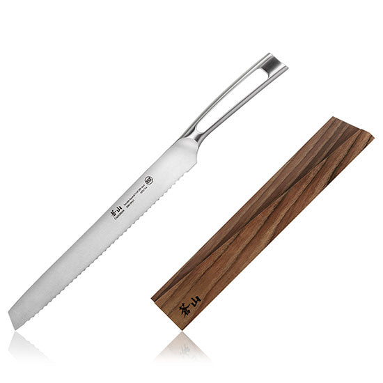 Cangshan TN1 Series Swedish Sandvik 14C28N Steel Forged 26 cm Bread Knife And Wood Sheath Set - Cangshan Cutlery Australia