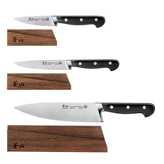 Cangshan TV2 Series Swedish Sandvik 14C28N Steel Forged 3-Piece Starter Knife Set With Wood Sheaths - Cangshan Cutlery Australia