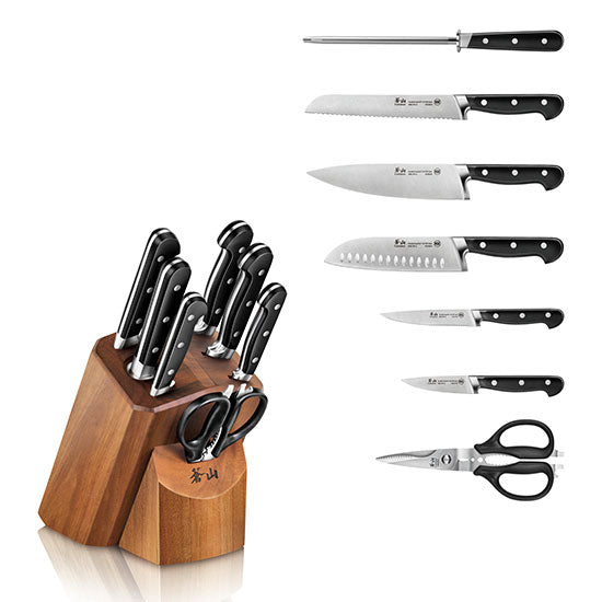 Cangshan TV2 Series 1023039 Swedish Sandvik 14C28N Steel Forged 8-Piece Knife Block Set, Acacia - Cangshan Cutlery Australia