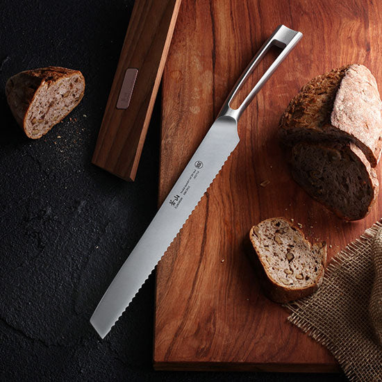 Cangshan TN1 Series Swedish Sandvik 14C28N Steel Forged 26 cm Bread Knife And Wood Sheath Set - Cangshan Cutlery Australia