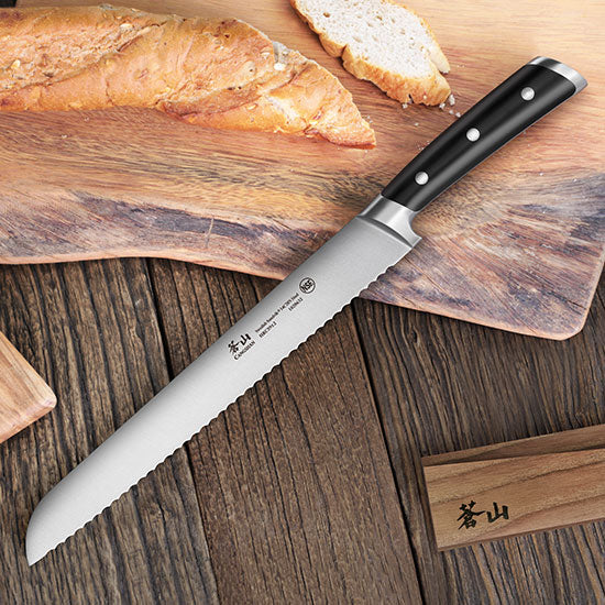 Cangshan TS Series 1020649 Swedish Sandvik 14C28N Steel Forged 26 cm Bread Knife And Wood Sheath Set - Cangshan Cutlery Australia