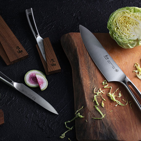 Cangshan TN1 Series Swedish Sandvik 14C28N Steel Forged 3-Piece Starter Knife Set With Wood Sheaths - Cangshan Cutlery Australia