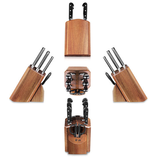 Cangshan TV2 Series 1023039 Swedish Sandvik 14C28N Steel Forged 8-Piece Knife Block Set, Acacia - Cangshan Cutlery Australia