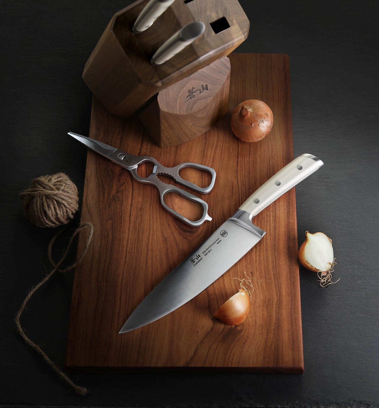 Cangshan S1 Series German Steel Forged 5-Piece Starter Knife Block Set, Walnut