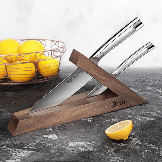 Cangshan TN1 Series 1021264 Swedish Sandvik 14C28N Steel Forged 3-Piece TAI Knife Block Set, Walnut - Cangshan Cutlery Australia