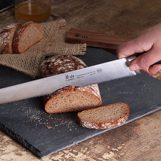Cangshan TV2 Series Swedish Sandvik 14C28N Steel Forged 26 cm Bread Knife And Wood Sheath Set - Cangshan Cutlery Australia