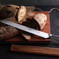 Cangshan TN1 Series Swedish Sandvik 14C28N Steel Forged 26 cm Bread Knife And Wood Sheath Set - Cangshan Cutlery Australia