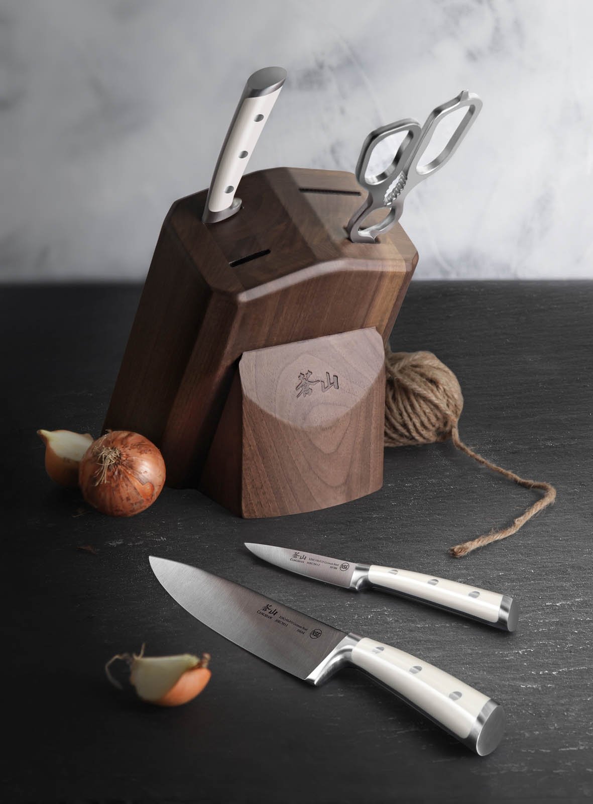 Cangshan S1 Series German Steel Forged 5-Piece Starter Knife Block Set, Walnut