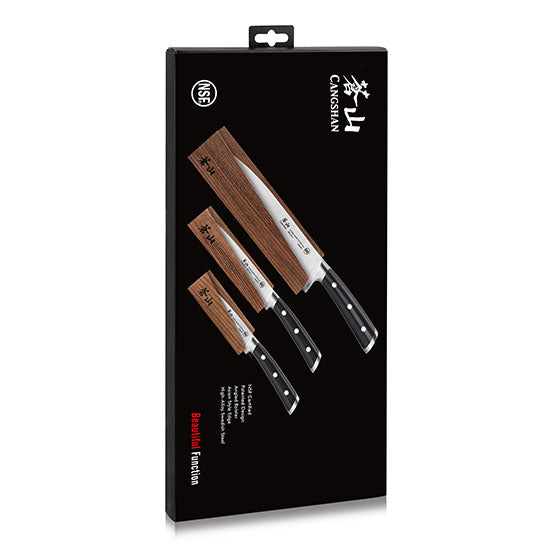 Cangshan TS Series Swedish Sandvik 14C28N Steel Forged 3-Piece Starter Knife Set With Wood Sheaths - Cangshan Cutlery Australia