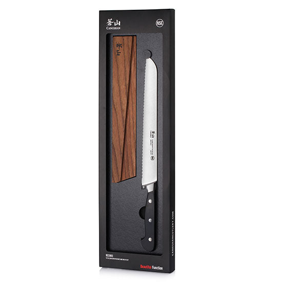 Cangshan TV2 Series Swedish Sandvik 14C28N Steel Forged 26 cm Bread Knife And Wood Sheath Set - Cangshan Cutlery Australia