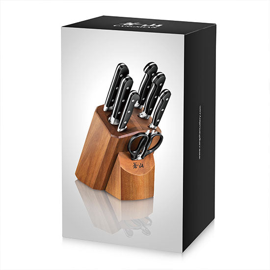 Cangshan TV2 Series 1023039 Swedish Sandvik 14C28N Steel Forged 8-Piece Knife Block Set, Acacia - Cangshan Cutlery Australia