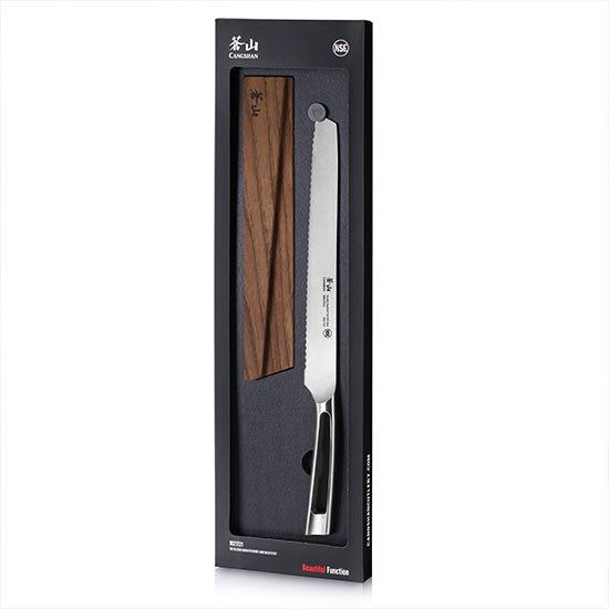 Cangshan TN1 Series Swedish Sandvik 14C28N Steel Forged 26 cm Bread Knife And Wood Sheath Set - Cangshan Cutlery Australia