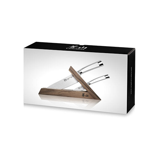 Cangshan TN1 Series 1021264 Swedish Sandvik 14C28N Steel Forged 3-Piece TAI Knife Block Set, Walnut - Cangshan Cutlery Australia