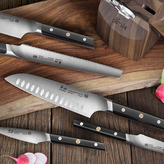 Cangshan TC Series 1021219 Swedish Sandvik 14C28N Steel Forged 8-Piece Knife Block Set, Walnut - Cangshan Cutlery Australia