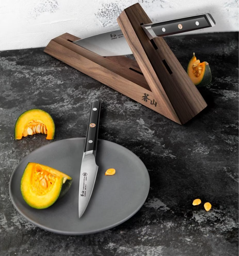 Cangshan TC Series Swedish Sandvik Steel Forged 3-Piece TAI Knife Block Set, Walnut