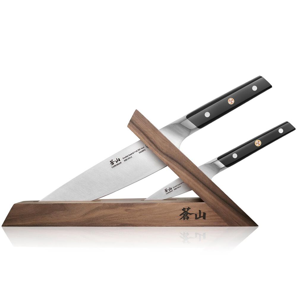 Cangshan TC Series Swedish Sandvik Steel Forged 3-Piece TAI Knife Block Set, Walnut