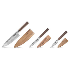 Cangshan J Series 61932 Japan VG-10 Forged 3-Piece Starter Knife Set With Walnut Wood Sheath - Cangshan Cutlery Australia